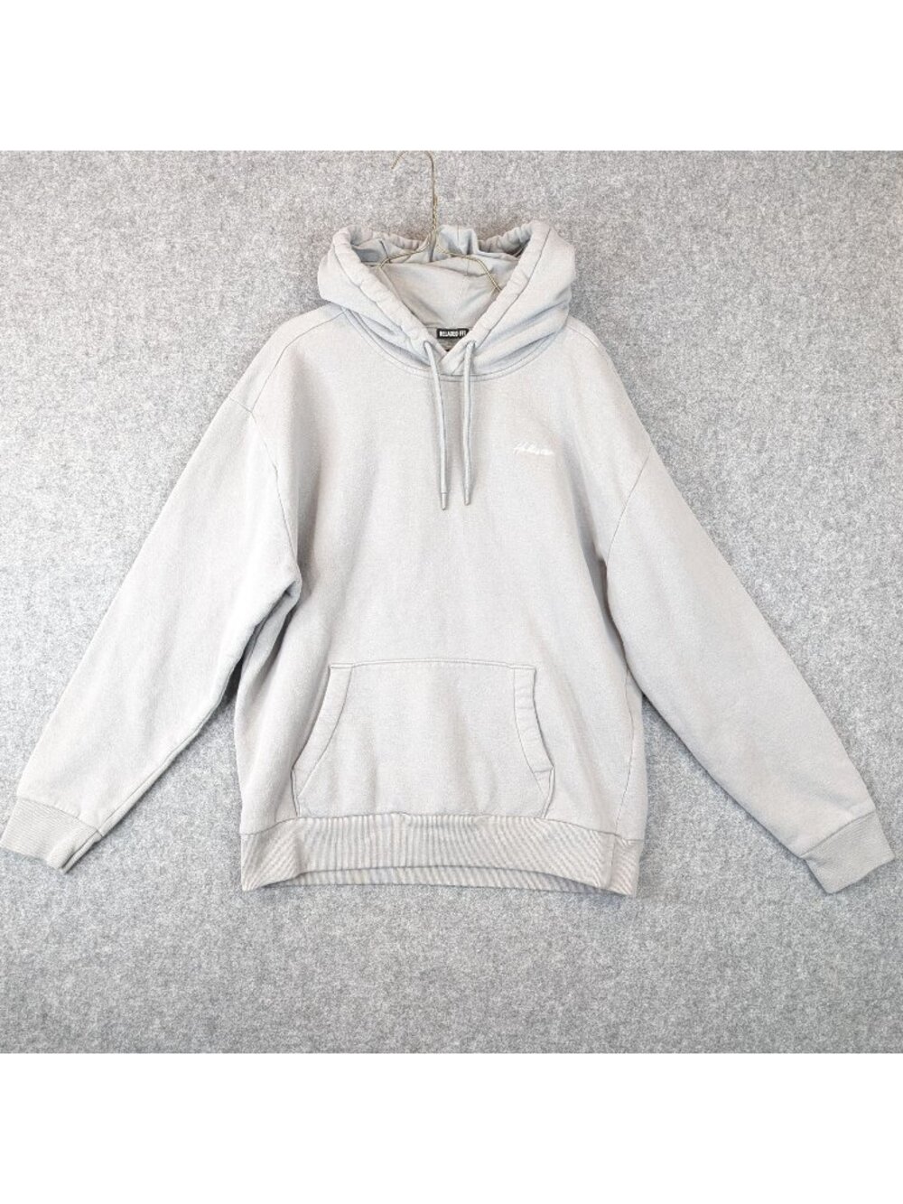 Hollister Hoodie Sweatshirt Adult L Gray Relaxed Fit Pullover Logo Casual